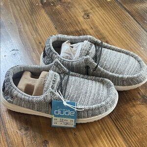 Hey Dude Youth Shoes Size Y3 Gray Knit Slip On Casual Comfortable Kids